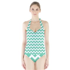 Chevron Pattern Gifts Halter Swimsuit by GardenOfOphir