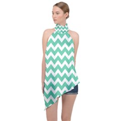 Chevron Pattern Gifts Halter Asymmetric Satin Top by GardenOfOphir