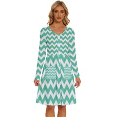 Chevron Pattern Gifts Long Sleeve Dress With Pocket