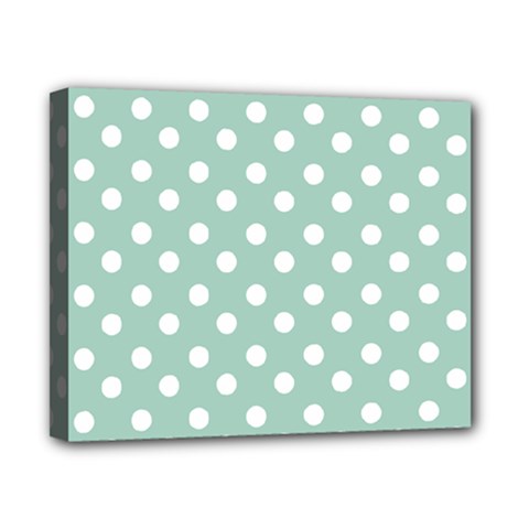 Light Blue And White Polka Dots Canvas 10  X 8  (stretched) by GardenOfOphir