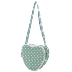 Light Blue And White Polka Dots Heart Shoulder Bag by GardenOfOphir