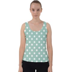 Light Blue And White Polka Dots Velvet Tank Top by GardenOfOphir