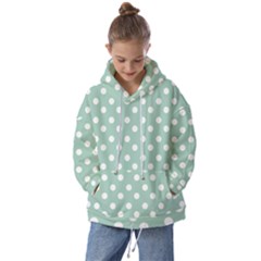 Light Blue And White Polka Dots Kids  Oversized Hoodie by GardenOfOphir