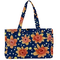 Flowers and Polka Dots Watercolor Canvas Work Bag