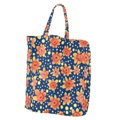 Flowers And Polka Dots Watercolor Giant Grocery Tote by GardenOfOphir