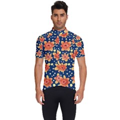 Flowers And Polka Dots Watercolor Men s Short Sleeve Cycling Jersey