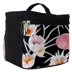 Boho Black Pink Flowers Watercolor Vi Make Up Travel Bag (small) by GardenOfOphir