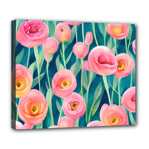 Blush Watercolor Flowers Deluxe Canvas 24  X 20  (stretched) by GardenOfOphir