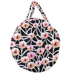 Cheery Watercolor Flowers Giant Round Zipper Tote by GardenOfOphir