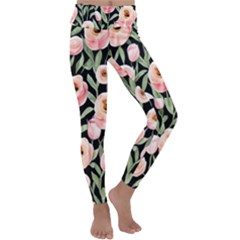 Captivating Watercolor Flowers Kids  Lightweight Velour Classic Yoga Leggings by GardenOfOphir