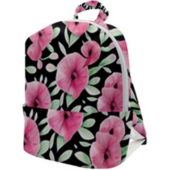 Watercolor Flowers Botanical Foliage Zip Up Backpack by GardenOfOphir