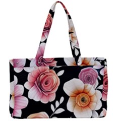 Cheerful Watercolor Flowers Canvas Work Bag by GardenOfOphir