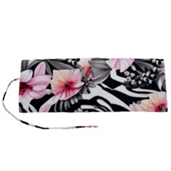 brilliantly hued watercolor flowers in a botanical Roll Up Canvas Pencil Holder (S)