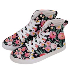 Charming Watercolor Flowers Women s Hi-top Skate Sneakers by GardenOfOphir