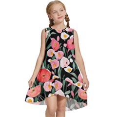 Charming Watercolor Flowers Kids  Frill Swing Dress by GardenOfOphir