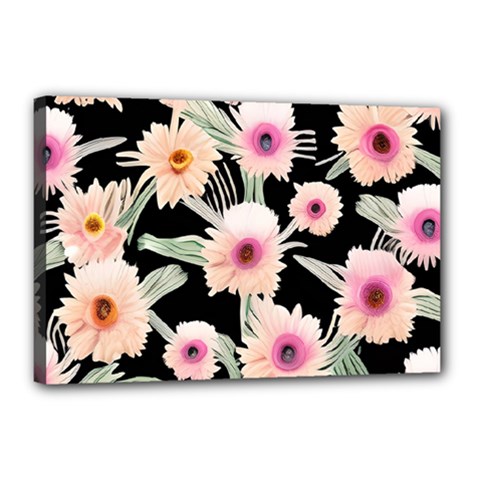 Watercolor Vintage Retro Floral Canvas 18  X 12  (stretched) by GardenOfOphir