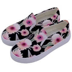 Watercolor Vintage Retro Floral Kids  Canvas Slip Ons by GardenOfOphir