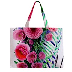 Adorned Watercolor Flowers Zipper Mini Tote Bag by GardenOfOphir