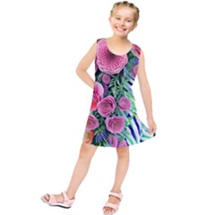 Adorned Watercolor Flowers Kids  Tunic Dress by GardenOfOphir