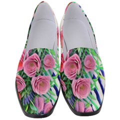 Adorned Watercolor Flowers Women s Classic Loafer Heels