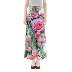 Brilliant Blushing Blossoms Full Length Maxi Skirt by GardenOfOphir