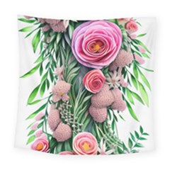 Brilliant Blushing Blossoms Square Tapestry (large) by GardenOfOphir