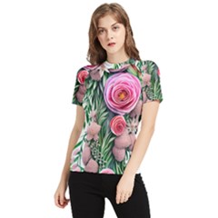 Brilliant Blushing Blossoms Women s Short Sleeve Rash Guard by GardenOfOphir