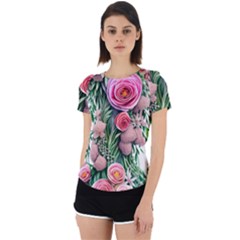 Brilliant Blushing Blossoms Back Cut Out Sport Tee by GardenOfOphir