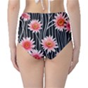 Botanical Black Pink Flowers Pattern Classic High-Waist Bikini Bottoms View2