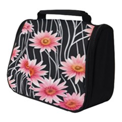 Botanical Black Pink Flowers Pattern Full Print Travel Pouch (small) by GardenOfOphir