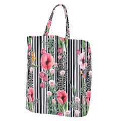 Tropical Paradise - Watercolor Botanical Flowers Giant Grocery Tote by GardenOfOphir