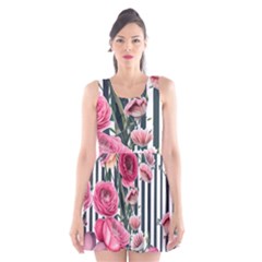 Flora Watercolor Botanical Flowers Scoop Neck Skater Dress