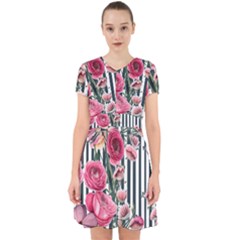 Flora Watercolor Botanical Flowers Adorable in Chiffon Dress