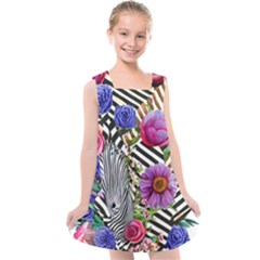 Bountiful Watercolor Flowers Kids  Cross Back Dress by GardenOfOphir