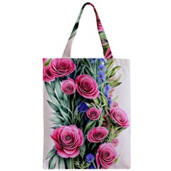 Attention-getting Watercolor Flowers Zipper Classic Tote Bag