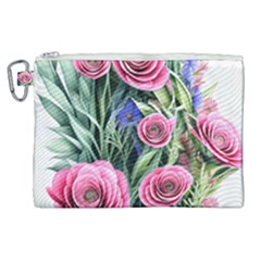 Attention-getting Watercolor Flowers Canvas Cosmetic Bag (xl) by GardenOfOphir