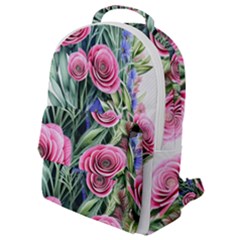 Attention-getting Watercolor Flowers Flap Pocket Backpack (small) by GardenOfOphir