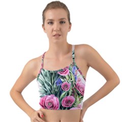 Attention-getting Watercolor Flowers Mini Tank Bikini Top by GardenOfOphir