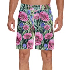 Attention-getting Watercolor Flowers Men s Beach Shorts