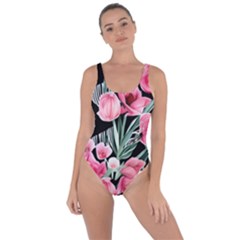 Expressive Watercolor Flowers Botanical Foliage Bring Sexy Back Swimsuit by GardenOfOphir