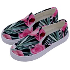 Expressive Watercolor Flowers Botanical Foliage Kids  Canvas Slip Ons by GardenOfOphir