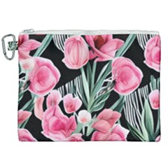 Expressive Watercolor Flowers Botanical Foliage Canvas Cosmetic Bag (xxl) by GardenOfOphir