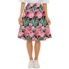 Expressive Watercolor Flowers Botanical Foliage Classic Short Skirt by GardenOfOphir