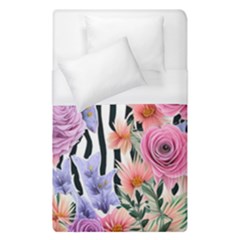 Delightful Watercolor Flowers And Foliage Duvet Cover (single Size) by GardenOfOphir