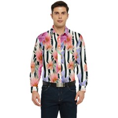 Delightful watercolor flowers and foliage Men s Long Sleeve  Shirt