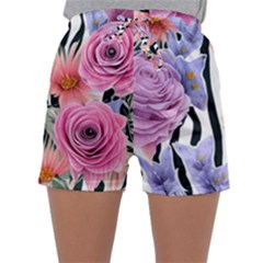 Delightful watercolor flowers and foliage Sleepwear Shorts