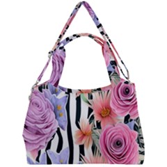 Delightful Watercolor Flowers And Foliage Double Compartment Shoulder Bag by GardenOfOphir