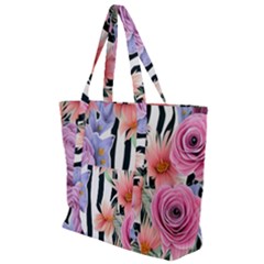 Delightful Watercolor Flowers And Foliage Zip Up Canvas Bag by GardenOfOphir