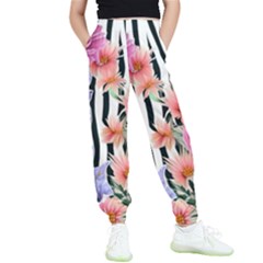 Delightful watercolor flowers and foliage Kids  Elastic Waist Pants