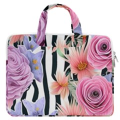 Delightful Watercolor Flowers And Foliage Macbook Pro 13  Double Pocket Laptop Bag by GardenOfOphir